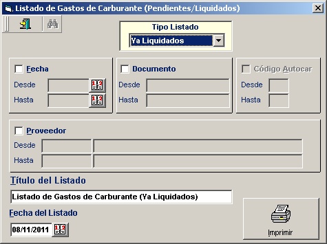 Listado Gastos Carburante